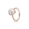 Bröllopsringar 18K Rose Gold Tear Drop Cz Diamond Ring med originalbox för Pandora 925 Silver Set Engagement Smycken Kvinnor Motion Current 23ess