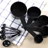 Strumenti di misurazione 10 pezzi / set Cucchiai dosatori Cucina Cuoco Cucchiaino di plastica nera Scoop Cucchiai dosatori Tazze Set di misurazione Strumenti Utensili da cucina 230422