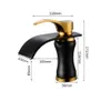 Rubinetto per lavabo Maniglia singola Rubinetto per lavabo a cascata in ottone oro nero Rubinetti per bagno freddo Lavandino Rubinetto a cascata Scarico261W