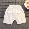 Kleding sets katoen zomer baby kinderen shorts denim broek suit t-shirt touw boy boy girl kids strips cartoon schattige kleding spul 0-5y 230422