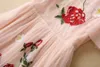 European and American women's dress 2023 summer new style Short sleeve trumpet sleeve mesh embroidery Fashion pleated dress XXL