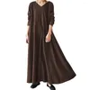 Casual Dresses Female Dress Stylish Relaxed Fit Large Hem Maxi Washable Ladies Ankle Length for Outdoor