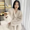 Pele feminina beliarst outono e inverno roupas casaco pequeno perfumado com decote em v topo moda versão coreana da tia jaqueta