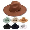 Wide Brim Hats Bucket 95cm Large Vintage Belt Fedoras Retro Wool Dress Hat British Casual Jazz Women Felt Winter Autumn Men Trilby 231122