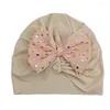 Cappelli Carino Bowknot Stampa Fascia per bambini Bambino Tinta unita Copricapo Berretti Ragazze Copricapo Berretti Accessori per capelli Dormire