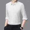 Erkekler Sıradan Gömlek Sonbahar Waffle Shirt Erkekler Katı Kare Boyun Düğmesi İnce Yakışıklı Gelişmiş Fransızca Basit İş Uzun Kollu Üstler 2023