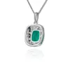 LOKKEI White Gold Sterling Sier Oval Cut Green Emerald Gem Moissanite Stone Pendant Necklace