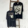 Mäns T-shirts Saint Venus tårar Direkt Spray American High Street Vintage Washed Old VTG Kort ärm T-shirt Fashion Antiqueoazb