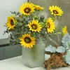 Fleurs décoratives DIA 9CM PU, fleur de tournesol artificielle, décoration de maison, soleil, décoration de salon européen