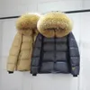 Pele feminina pele sintética Janveny grande pele de guaxinim natural com capuz para mulheres e homens inverno 90% pato branco jaqueta curta puffer fofo casaco feminino parka 231122