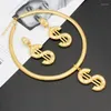 Necklace Earrings Set And Pendant For Women Dollar Copper 24K Gold Plated Statement Hip Hop Jewellery Party