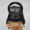 Trapper Hats Genuine Silver Fox Fur Hat with Ear Flaps Real Natural Caps for Russian Women Bomber Cap Leather Top 231122