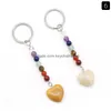 Keychains Lanyards Love Heart Stone Key Rings 7 Colors Chakra Beads Charms Charms Keychains Healing Crystal Keyring