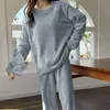 Women's Sleepwear H Two Piece Pajamas Home Casual Warmth Solid Color Matching For Family Wine Ladies Short