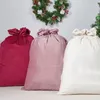 Juldekorationer 2023 Luxury Velvet Santa Sack Personlig dragskoförvaringsväska Stor tom för Packing Gift Xmas Decor 231121