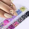 Acrylic Powders Liquids 12 grid nail glitter powder mixed color circular 3D thin sequin holographic shiny handmade decoration accessories 231121