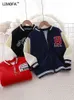 Куртки LJMOFA Kids Baseball для мальчиков и девочек. Детская верхняя одежда с буквенным узором и длинными рукавами. Подростковые стеганые пальто с героями мультфильмов для детей от 2 до 10 лет D434 231122