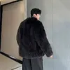 メンズファーフェイクマン服模造革のジャケット厚くなったミンクコートファッショントレンドストリート冬1人の贅沢な男性231121