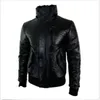 Erkek Ceketler Çıkarılabilir Kürk Hood ile Gerçek Deri Ceket Siyah Bombacı Biker Ceket/Kat