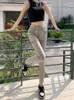 Jean femme trou taille haute Beige décontracté élastique pieds maigres pantalon 2023 vêtements de mode coréenne