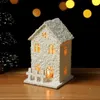 Kerstversiering Kerstornament Led-licht houten huis met sneeuwvlok Lichtgevende cabine 231121