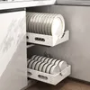 Organizzatore di stoccaggio per la cucina Cassetto divisorio estraibile Armadietto per uso domestico con piastra per rack incorporata