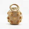 Evening Bags Handmade Rhinestone Crystal Embellished Straw Bag Straw Bucket Bags Lady Travel Purses Handbags sac en paille femme 231122