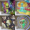Alien Tapestry Home Decoration Psychedelic Wall Cloth Anime Mönster mattan Art 210608277Z