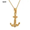 Anhänger Halsketten XLNT Vintage Karibik Piraten Anker Frauen Männer Halskette Personalisierte GoldHook Edelstahl Schmuck Geschenk