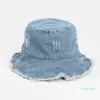 Berets vintage lavado denim balde chapéu para mulheres sombrero homens outono inverno pescador fio de ferro design dobrável bacia boné
