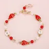 Braccialetti con ciondoli Bracciale con fiori di fragola rossa Braccialetti con smalto Frutta Donne Ragazze Carini dolci unisex Regali di gioielli per feste di moda