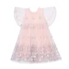 Flickaklänningar 2023 Summer Girls 'Dress Medium och Big Children Princess Lace Western Style Delonix Regia Tartan kjol