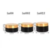 Zwarte cosmetische potten met gouden deksels PET-plastic voedselpot BPA-vrije hervulbare containers voor crème Body Butters Sugar Scrub Medicine Krnke