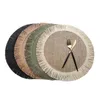 Placemats Ronde Jute Placemat Linnen Ins Wind Eenvoudige Rand Decoratie Milieubescherming Warmte-isolatie Antislipmat