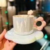 Mugs Fantasy pearl glaze flower ceramic coffee cup and saucer with spoon milk office afternoon tea highvalue water 231121