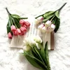 Fleurs décoratives 9 têtes tulipes artificielles Bouquet tulipe en soie fausse fleur pour fête de mariage décor extérieur à la maison