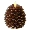 Ksperway Velas LED con forma de piña, 3, 5 x 4, sin perfume, funcionan con pilas, velas sin llama con temporizador, marrón T200601253R