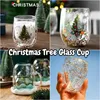 Mugs 300ml Creative Christmas Tree Glass Cup Heat-Resistant Double Wall Glass Cup Coffee Mug with Lid Cute Christmas Gifts for Girls 231121