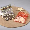 Bolsas de jóias 25 pçs / lote saco organza colorido cor de ouro coração impressão presentes casamento festa de natal embalagem de doces