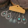 Dingle örhängen Boho Big Round Shell Tassel Drop Set för kvinnor Vintage Ethic Geometry Water Shaped Weave Multicolor Metal