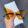 Óculos de sol ins luxo diamante borboleta mulheres marca vintage sem aro oversized óculos de sol senhoras óculos gafas de sol uv400