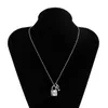 Choker Rhinstone Lover Lock Key Pendant Necklace For Women Punk Padlock Butterfly Chain Collier Par Smycken Chokers