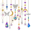 Trädgårdsdekorationer H D 8st Färgglada kristaller Suncatcher Prismor som hänger fjärils solfångare för Window Home Rainbow Maker Decoration 230422