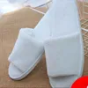 Slippers 100 Lot Men Women Disposable El White Coral Fleece Open Toe Home Cotton Slides Travel SPA Guest Slipper