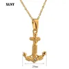 Anhänger Halsketten XLNT Vintage Karibik Piraten Anker Frauen Männer Halskette Personalisierte GoldHook Edelstahl Schmuck Geschenk