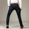 Jeans pour hommes Casual Straight Stretch Mode Classique Bleu Noir Travail Denim Pantalon Mâle
