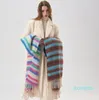 Foulards Automne Femmes Stripes Mode Écharpe Confort Chaud Épaissir Châle Pour Femme Hiver Casual Preppy Style Fille Foulard