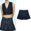 Jupes 2023 Femme Printemps/Été Petite jupe en jean plissée à la mode Classique Mini Streetwear