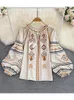 Women's Blouses Shirts Women Spring Autumn Blous Retro Loose Ethnic Style Embroidery Thin Lantern Sleeve Doll Top Female Pullover Shirt D3061 231121
