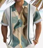 Camisas casuais masculinas boutique diversão padrão impresso camisa de manga curta respirável cardigan rua moda roupas topo